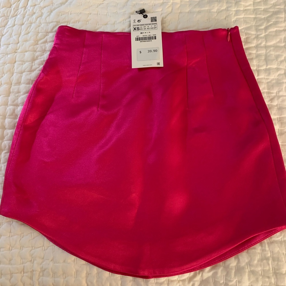 Zara Pink Satin Effect Skirt